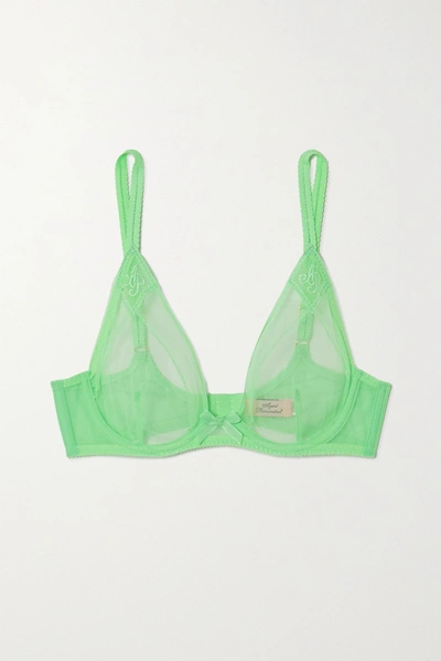 Agent Provocateur Casper Embroidered Tulle Underwired Bra In Green
