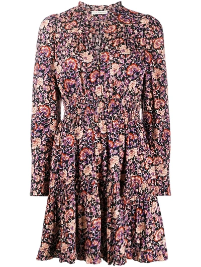 Ulla Johnson Liv Ruffled Tiered Floral-print Cotton-blend Voile Mini Dress In Plum