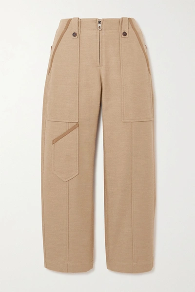 Chloé Cropped Linen And Cotton-blend Wide-leg Pants In Beige