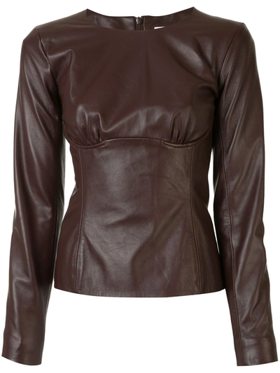Christopher Esber Charli Gathered Leather Top In Purple