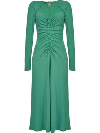 Pinko Ruched-detail Midi Dress In Green