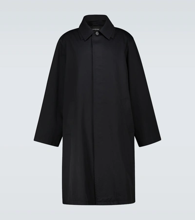 Balenciaga Oversized Cotton Carcoat In Black