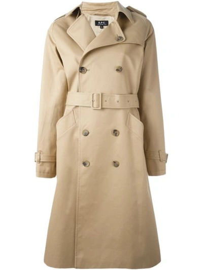 Apc Greta Trench Coat In Neutrals