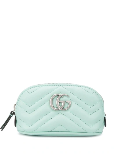 Gucci Gg Marmont Small Leather Cosmetics Case In Blue