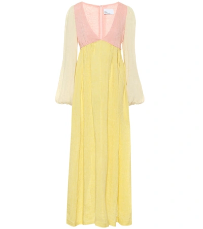 Lisa Marie Fernandez Carolyn Empire-waist Linen Maxi Dress In Yellow