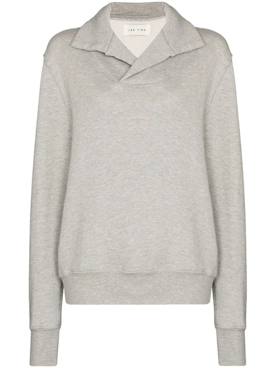 Les Tien Yacht Mélange-effect Cotton Sweatshirt In Grau