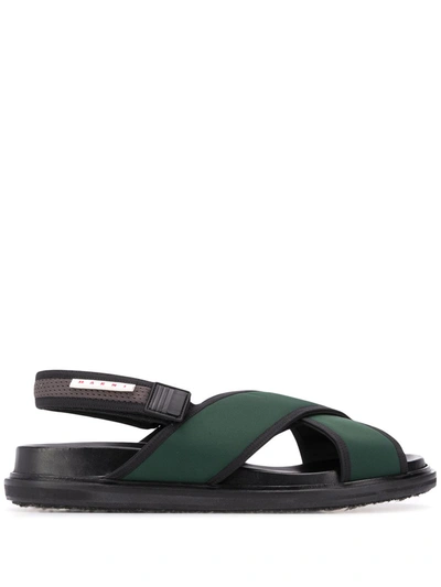 Marni Fussbett Crossover-strap Technical Sandals In Green