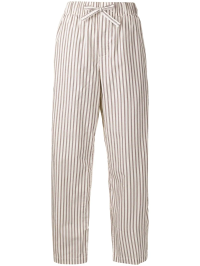 Tekla White & Brown Poplin Striped Pyjama Trousers