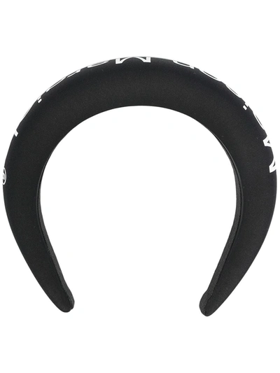 Mm6 Maison Margiela Printed Logo Padded Headband In Black