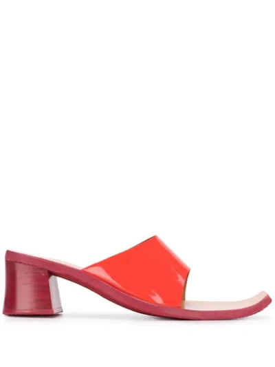 Martine Rose Block Heel Square Toe Sandals In Red