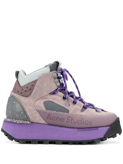 Acne Studios Trekking Boots Dusty Purple In Pink