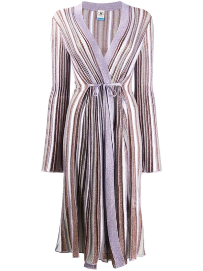 M Missoni Pleated Metallic Striped Crochet-knit Cardigan In White