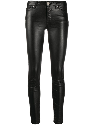 Karl Lagerfeld Faux-leather Skinny Ponte-knit Pants In Black