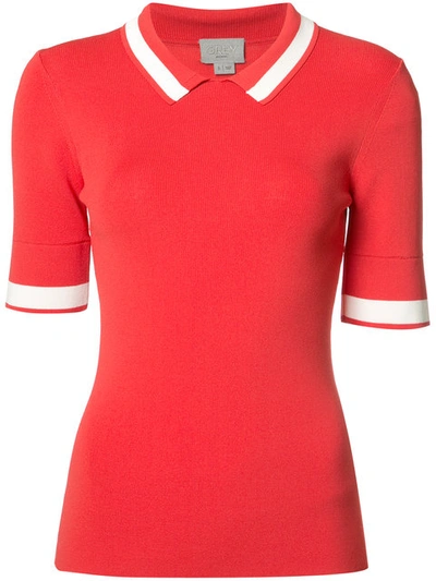 Grey Jason Wu Knit Polo Shirt In Cadmium Red