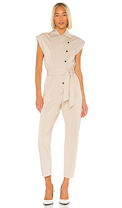 Piece Of White Lea Jumpsuit In Stone