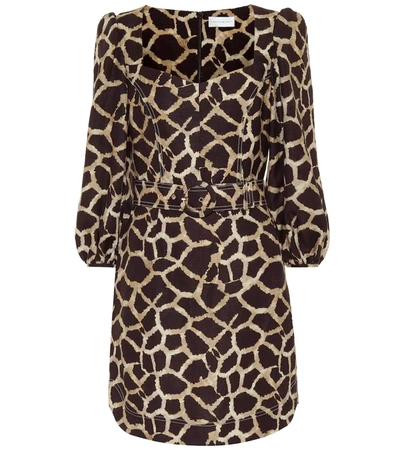 Rebecca Vallance Acacia Long Sleeve Mini Dress In Brown