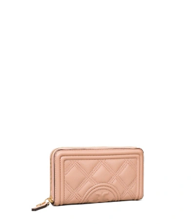 Tory Burch Fleming Soft Zip Continental Wallet In Pink Moon