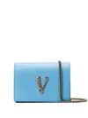 Versace Mini Virtus Crossbody Bag In Blue