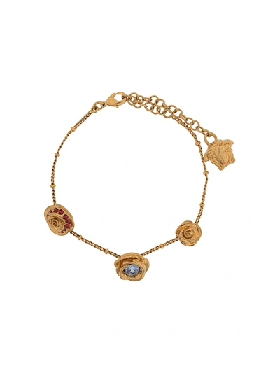 Versace Medusa Floral Charm Bracelet In Gold