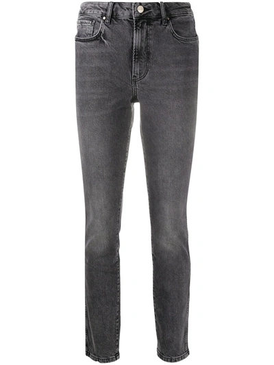 Anine Bing Frida Cropped Acid-wash High-rise Slim-leg Jeans In Grey