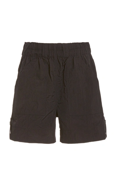 Ganni Crinkled Nylon Shorts In Black