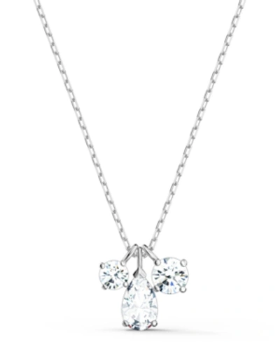 Swarovski Silver-tone Triple Crystal Pendant Necklace, 15-5/8" + 2" Extender