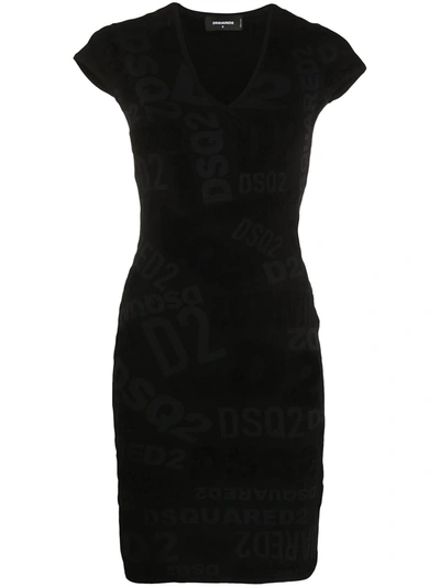 Dsquared2 D Squared Chenille Logo Dress In Black
