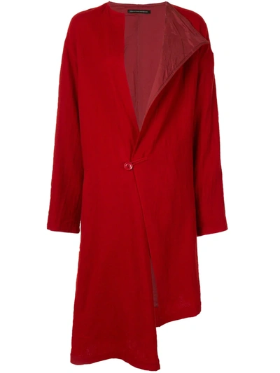 Y's Asymmetric Coat In Red