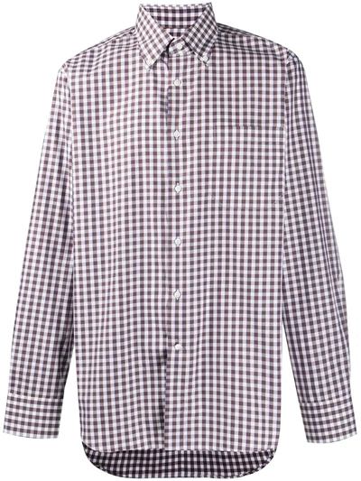 Canali Checked Shirt In Red