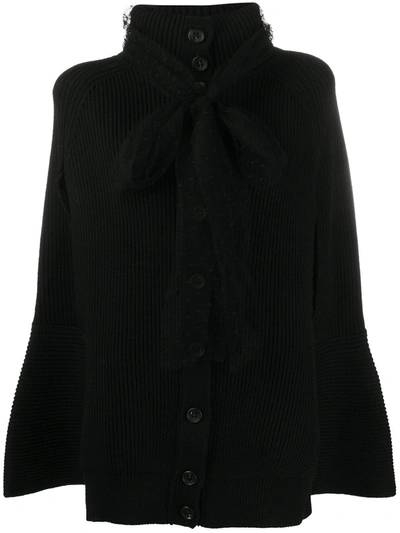 Red Valentino Buttoned Knitted Cape In Black