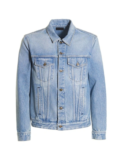 Alanui The Moon Valley Jacquard-panelled Denim Jacket In Blue