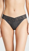 Hanky Panky Stretch Lace Traditional-rise Thong In Black