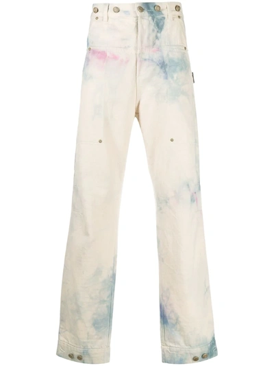 Palm Angels White Multicolored Tie-dye Denim Trousers