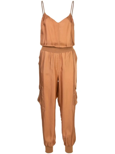 Cinq À Sept Twill Amia Silk Jumpsuit In Brown