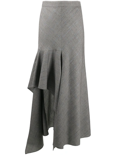Alexander Mcqueen Check-pattern Asymmetric Skirt In Black