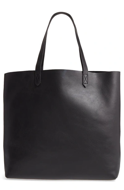 Gucci The Transport Leather Tote In True Black/ Black