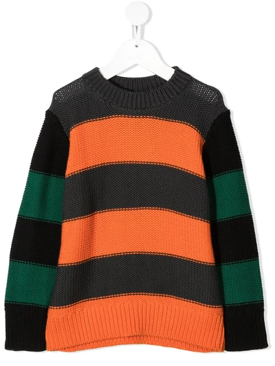 Stella Mccartney Kids' Striped Organic Cotton Blend Jumper In Grey