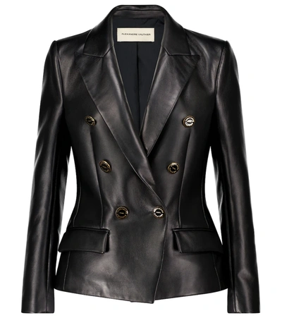 Alexandre Vauthier Double Breasted Leather Blazer In Black