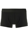 Versace Greca Stretch Cotton Boxer Briefs In Black