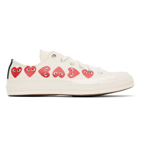 Comme Des Garçons Play Cdg Play X Converse Unisex Chuck Taylor All Star  Multi Heart Low-top Sneakers In Cream | ModeSens