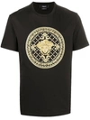 Versace Embroidered Medusa Motif T-shirt In Black