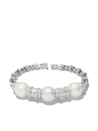Yoko London 18kt White Gold Starlight South Sea Pearl And Diamond Bracelet In 7