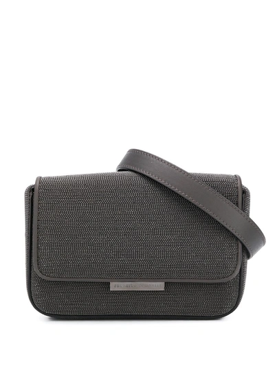 Brunello Cucinelli Beaded Belt Bag In Grey