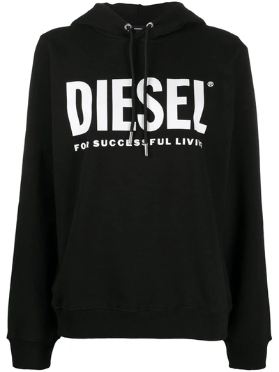 Diesel Sdivision -logox Over Logo-print Cotton Hoodie In Black