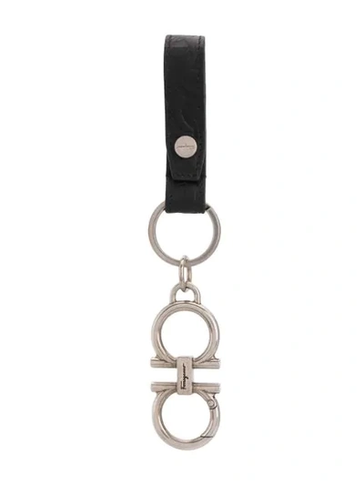 Ferragamo Gancini Charm Keyring In Black