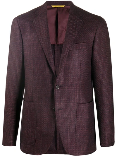 Canali Woven Single-breasted Blazer In Red