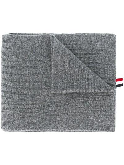 Thom Browne 4-bar Stripe Scarf In Grey