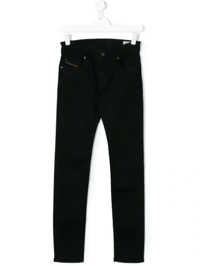 Diesel Teen Mid-rise Slim-fit Jeans In Black
