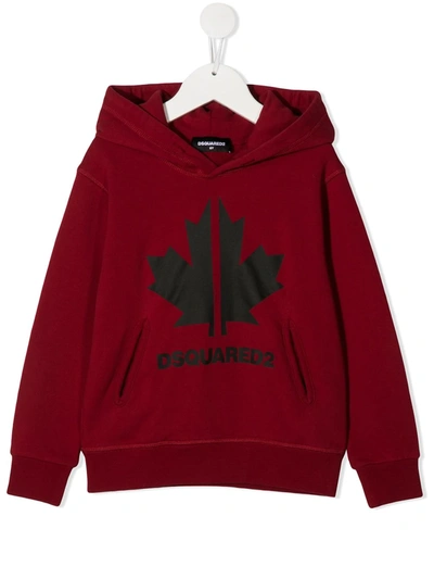 Dsquared2 Teen Logo Print Hoodie In Red