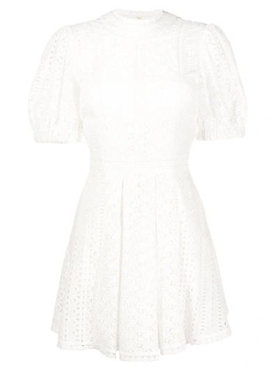 Self-portrait Crochet Mini Dress In White